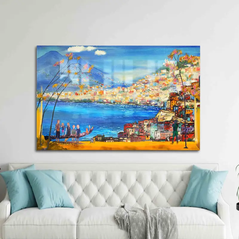 Elegant Printed Glass: Italian Landscape Seascape Design