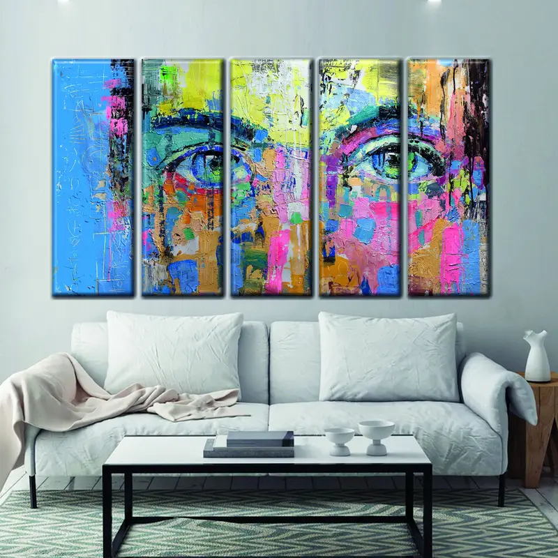 Colorful Men Portrait Canvas Art, Abstract Oil Painting, Modern Wall Art, Abstract Artwork, Men Face Wall Art, Abstract Print, Eyes Wall Art - 5