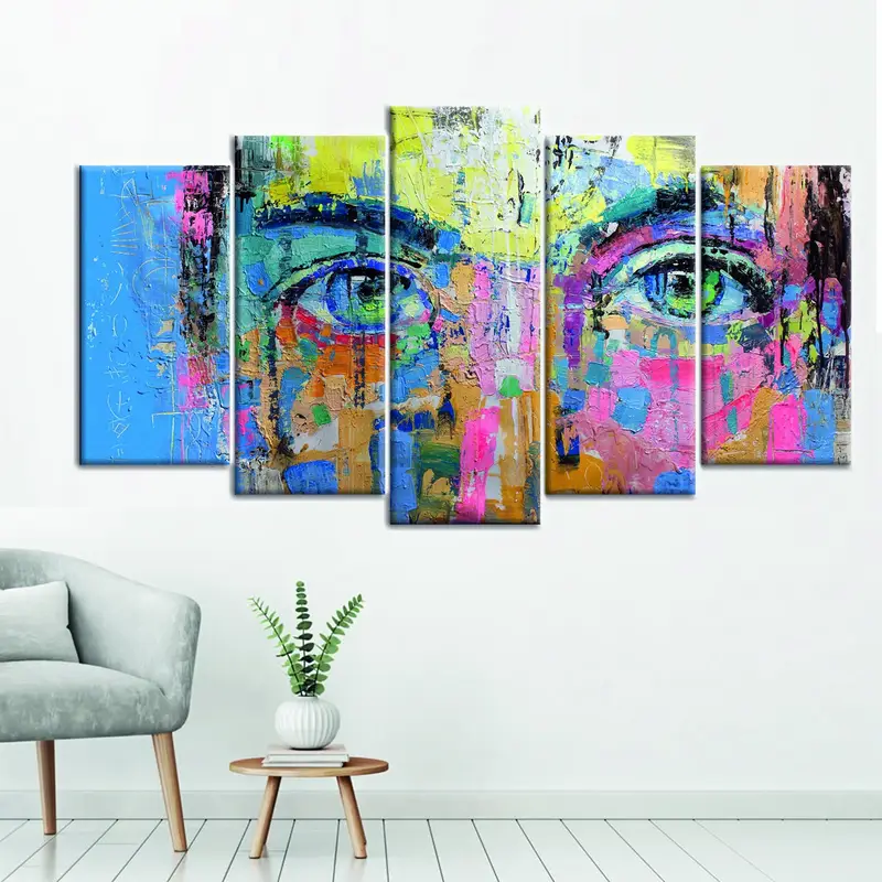 Colorful Men Portrait Canvas Art, Abstract Oil Painting, Modern Wall Art, Abstract Artwork, Men Face Wall Art, Abstract Print, Eyes Wall Art - 3