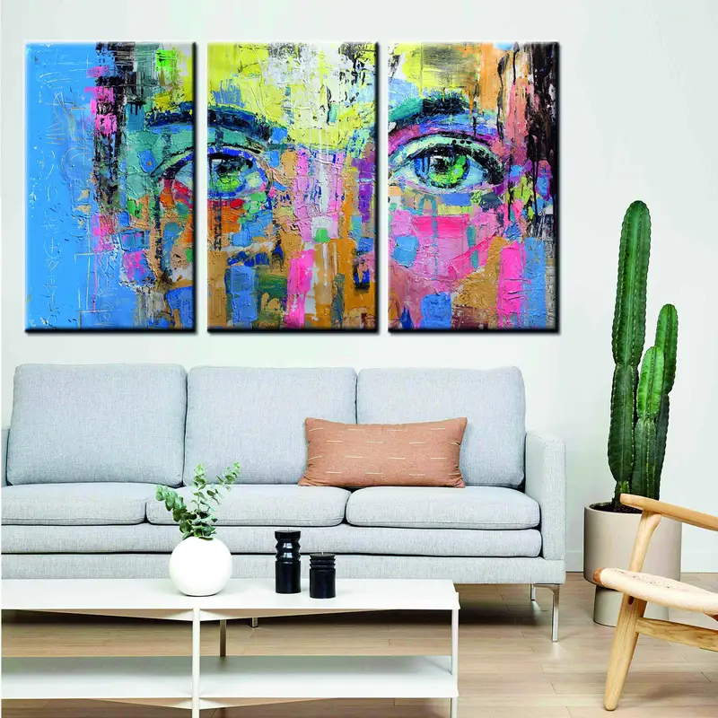 Colorful Men Portrait Canvas Art, Abstract Oil Painting, Modern Wall Art, Abstract Artwork, Men Face Wall Art, Abstract Print, Eyes Wall Art - 4