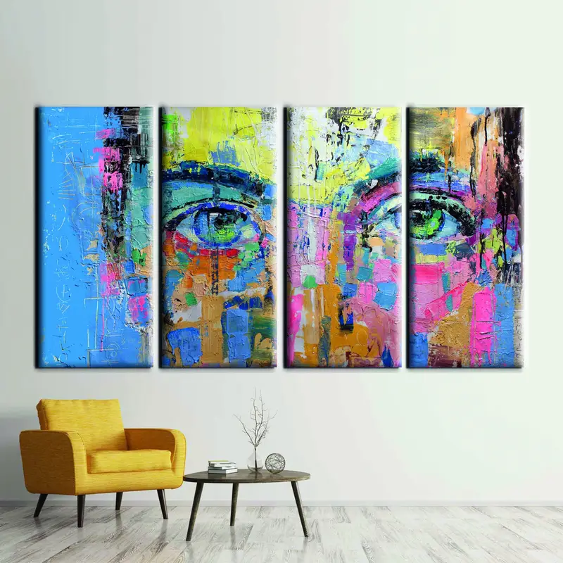 Colorful Men Portrait Canvas Art, Abstract Oil Painting, Modern Wall Art, Abstract Artwork, Men Face Wall Art, Abstract Print, Eyes Wall Art - 1