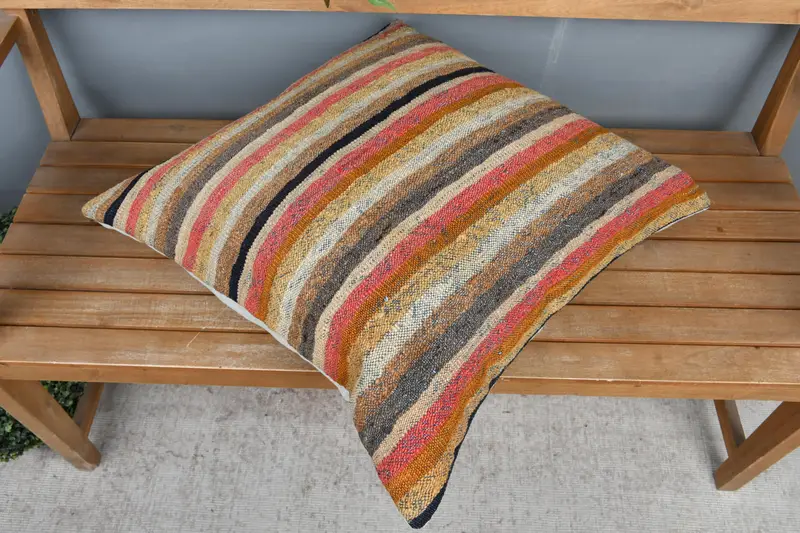 Cushion, Hippie Throw Pillow Sham, Office Chair Cushion, Vintage Pillow, Handmade Kilim Cushion, Gift Pillow, 24x24 Red Pillow - 2