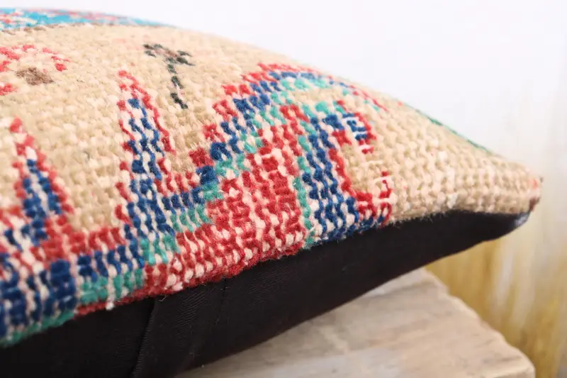 Kilim Pillow, 12x12 Blue Pillow Sham, Cushion Cover, Floor Cushion Case, Meditation Cushion Cover, Natural Pillow, Boho Pillow, Gift Pillow - 6