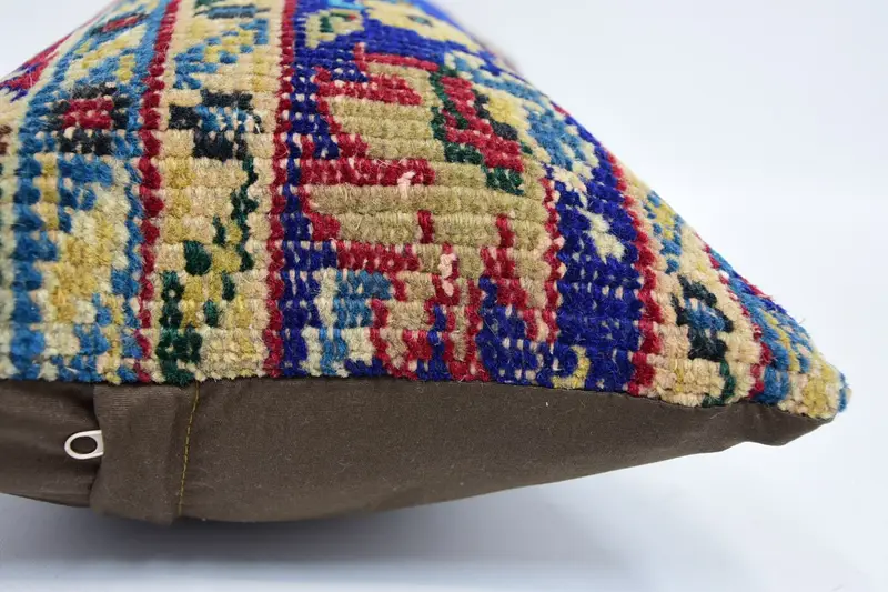 Vintage Pillow, Vintage Throw Cushion Case, 12x24 Blue Pillow Case, Antique Pillows, Retro Throw Cushion, Turkish Kilim Pillow, Pillow Sham - 5