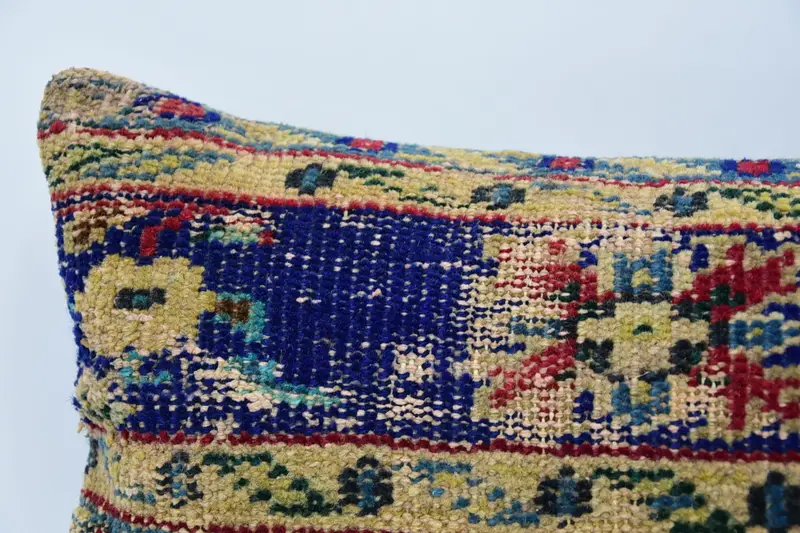 Vintage Pillow, Vintage Throw Cushion Case, 12x24 Blue Pillow Case, Antique Pillows, Retro Throw Cushion, Turkish Kilim Pillow, Pillow Sham - 2