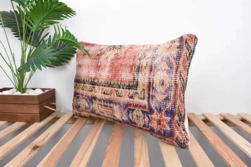 Boho Pillow Sham Cover, 16x24 Red Cushion Case, Turkish Rugs Pillow, Cozy Throw Cushion Case, Vintage Kilim Pillow, Pillow Sham, Gift Pillow - 5