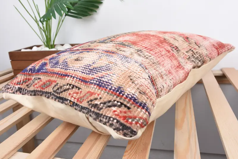 Boho Pillow Sham Cover, 16x24 Red Cushion Case, Turkish Rugs Pillow, Cozy Throw Cushion Case, Vintage Kilim Pillow, Pillow Sham, Gift Pillow - 6