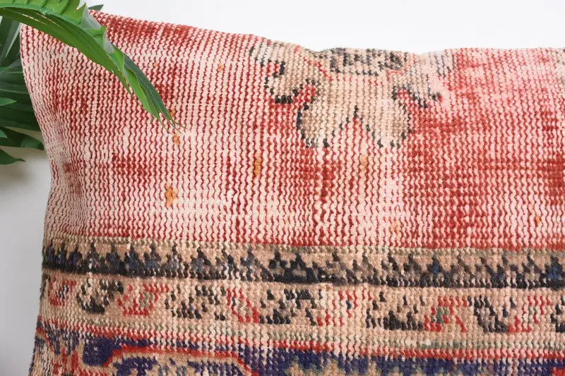 Boho Pillow Sham Cover, 16x24 Red Cushion Case, Turkish Rugs Pillow, Cozy Throw Cushion Case, Vintage Kilim Pillow, Pillow Sham, Gift Pillow - 2