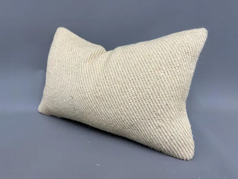 Vintage Kilim Throw Pillow, Pillow for Couch, Vintage Kilim Pillow, Handmade Cushion, 12x20 Beige Cushion Cover, Pillow Sham - 3
