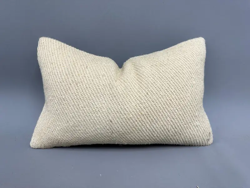 Vintage Kilim Throw Pillow, Pillow for Couch, Vintage Kilim Pillow, Handmade Cushion, 12x20 Beige Cushion Cover, Pillow Sham - 1