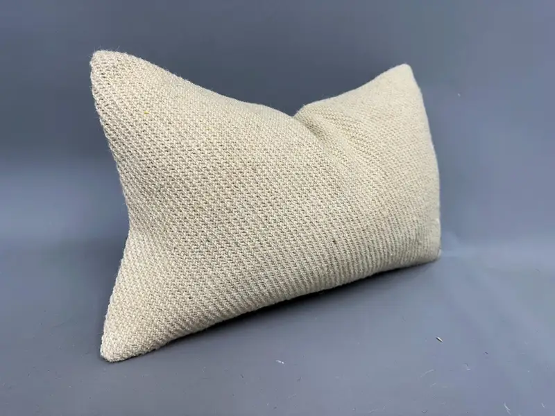 Vintage Kilim Throw Pillow, Pillow for Couch, Vintage Kilim Pillow, Handmade Cushion, 12x20 Beige Cushion Cover, Pillow Sham - 2