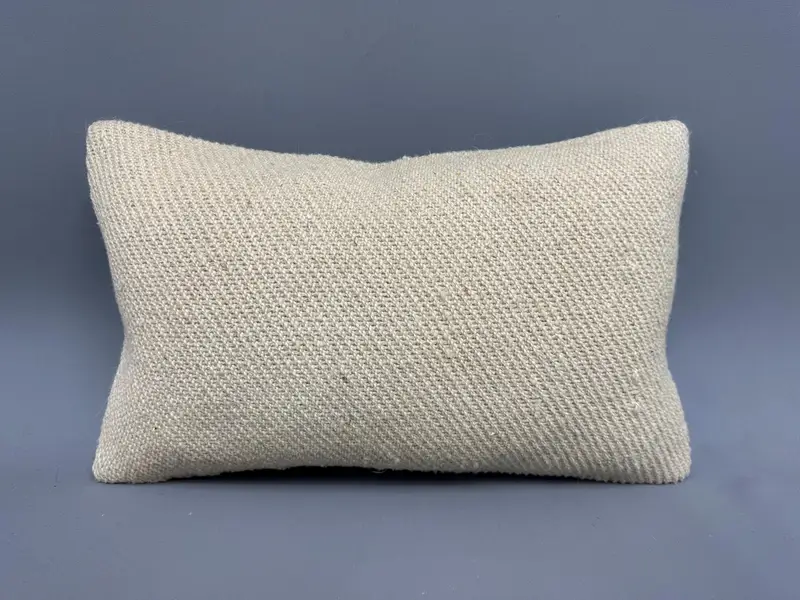 Vintage Kilim Throw Pillow, Pillow for Couch, Vintage Kilim Pillow, Handmade Cushion, 12x20 Beige Cushion Cover, Pillow Sham - 4