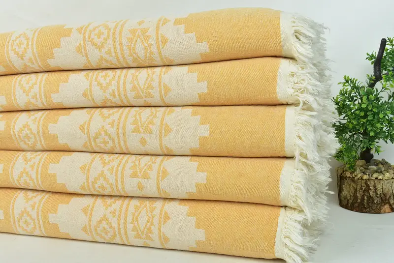 Boho Throw Blankets, Oversized Beach Towel, Shower Curtain, Turkish Blanket, 86x56 Cotton Kilim Towel, Throw Blankets, Bridal Shower Gift - 8