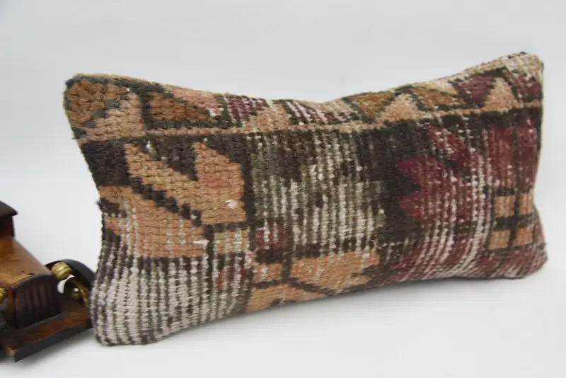 Cushion, Pillow for Sofa, 8x16 Brown Cushion, Decorative Throw Pillow Case, Authentic Cushion Cover, Turkish Kilim Pillow, Kilim Pillow Cover - 2