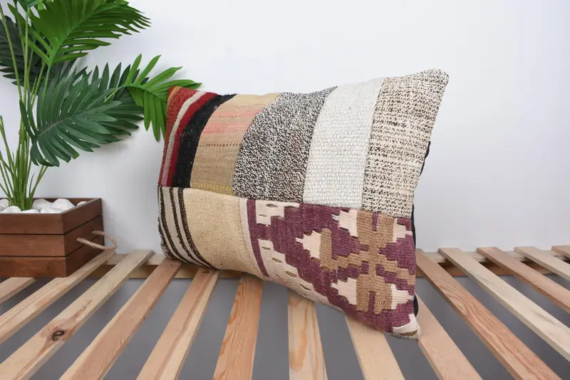 16x24 Beige Pillow Sham, Boho Pillow, Vintage Pillow, Vintage Kilim Pillow, Ottoman Pillow Sham, Designer Throw Pillow Cover, Pillow Sham - 5