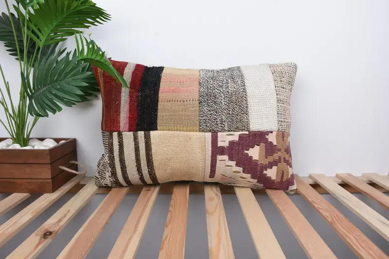 16x24 Beige Pillow Sham, Boho Pillow, Vintage Pillow, Vintage Kilim Pillow, Ottoman Pillow Sham, Designer Throw Pillow Cover, Pillow Sham - 1