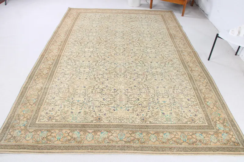 Handmade Beige & Orange Rug, 0.5x9.7 ft Polka Dot