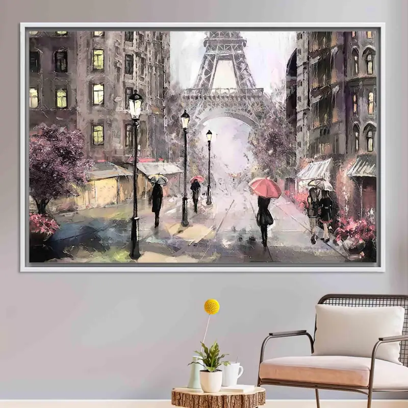 Eiffel Tower Canvas: Paris Cityscape in Modern Abstract Art