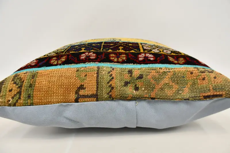 Yoga Cushion Case, Vintage Kilim Pillow, Kilim Pillow Cover, Pillow for Couch, Pillow Sham, 24x24 Orange Pillow Case, Kilim Rug Pillow Case - 6