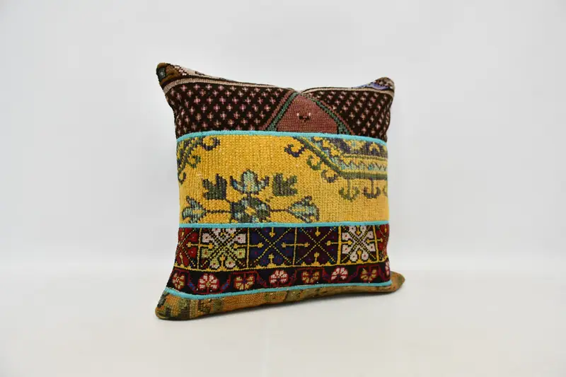 Yoga Cushion Case, Vintage Kilim Pillow, Kilim Pillow Cover, Pillow for Couch, Pillow Sham, 24x24 Orange Pillow Case, Kilim Rug Pillow Case - 3