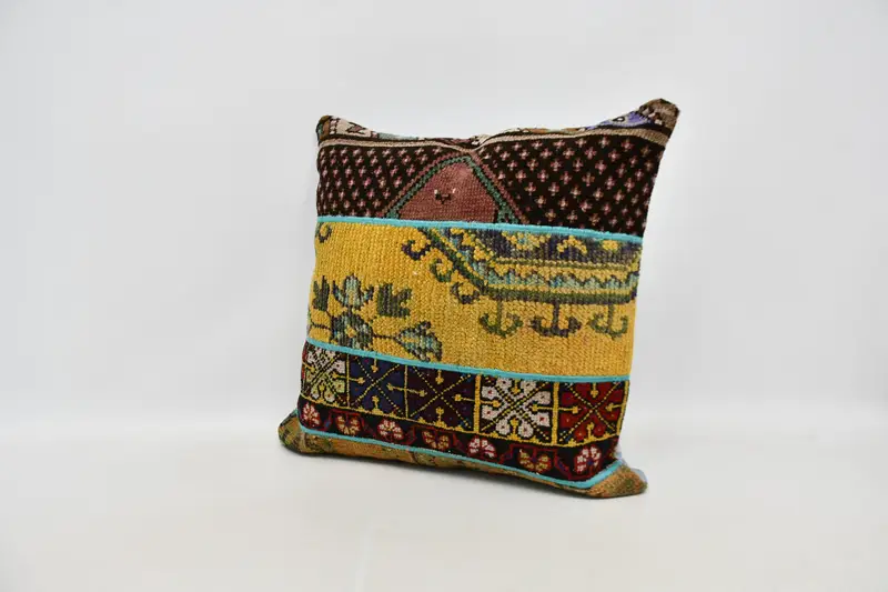 Yoga Cushion Case, Vintage Kilim Pillow, Kilim Pillow Cover, Pillow for Couch, Pillow Sham, 24x24 Orange Pillow Case, Kilim Rug Pillow Case - 4