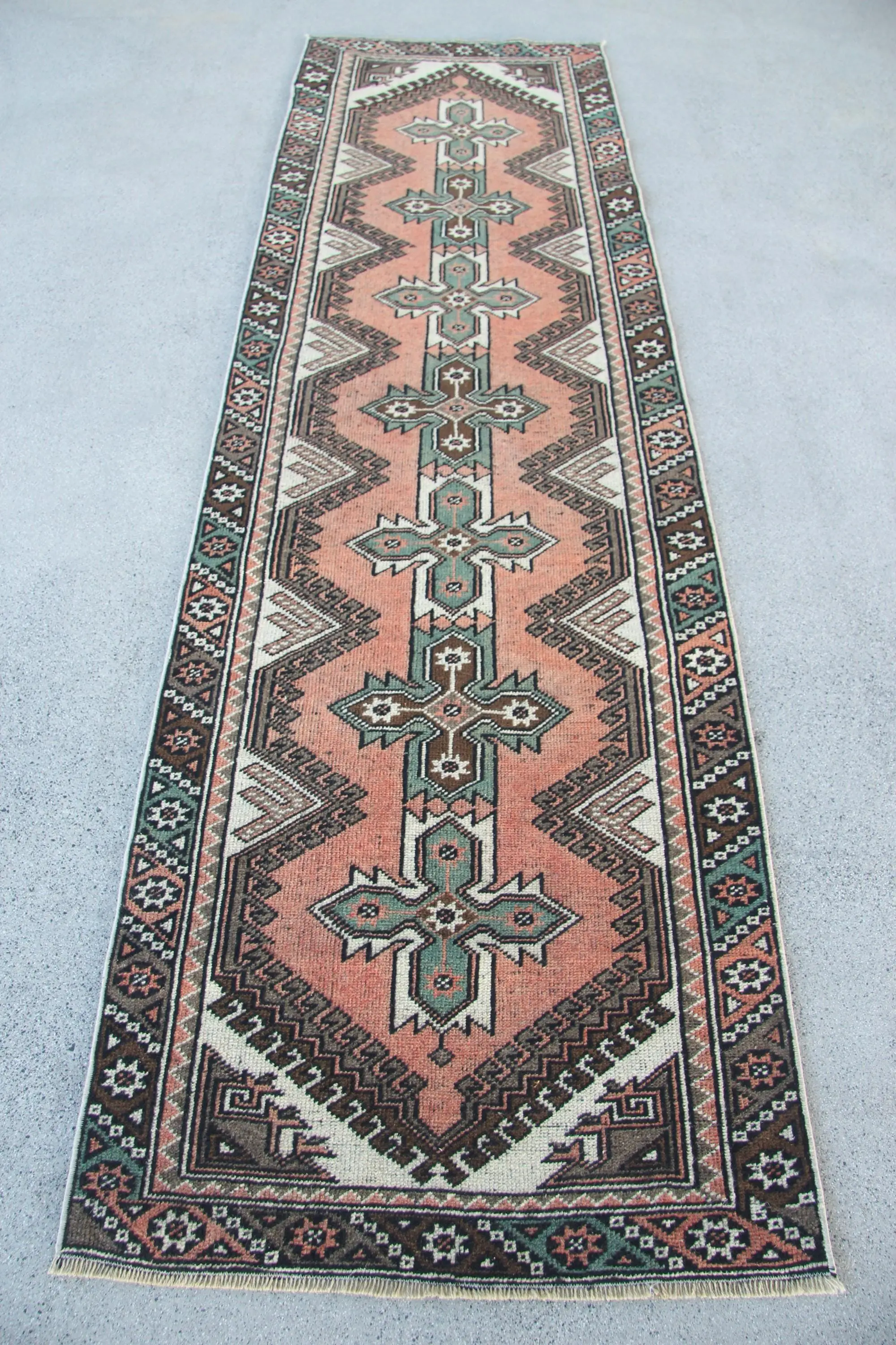 Turkish Runner Rug, 2.5x8.7 ft Vintage Rug, Red Moroccan Wool Rug - 1