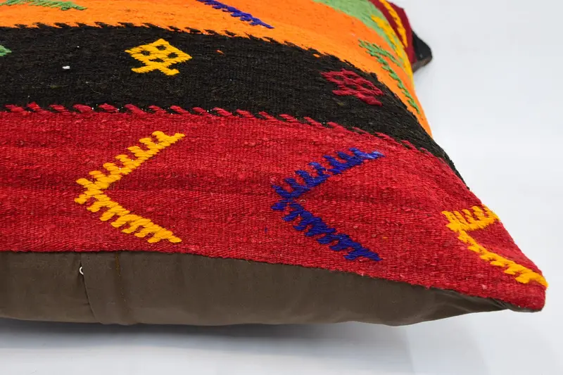 Farmhouse Cushion Case, 24x24 Red Cushion Case, Luxury Pillow Case, Pillow Cover, Gift Pillow, Home Decor Pillow, Handmade Kilim Cushion - 5