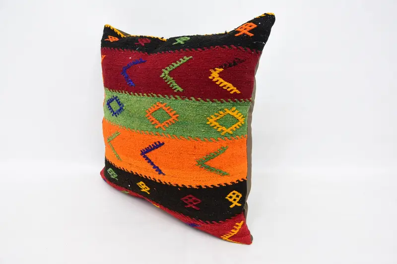 Farmhouse Cushion Case, 24x24 Red Cushion Case, Luxury Pillow Case, Pillow Cover, Gift Pillow, Home Decor Pillow, Handmade Kilim Cushion - 4