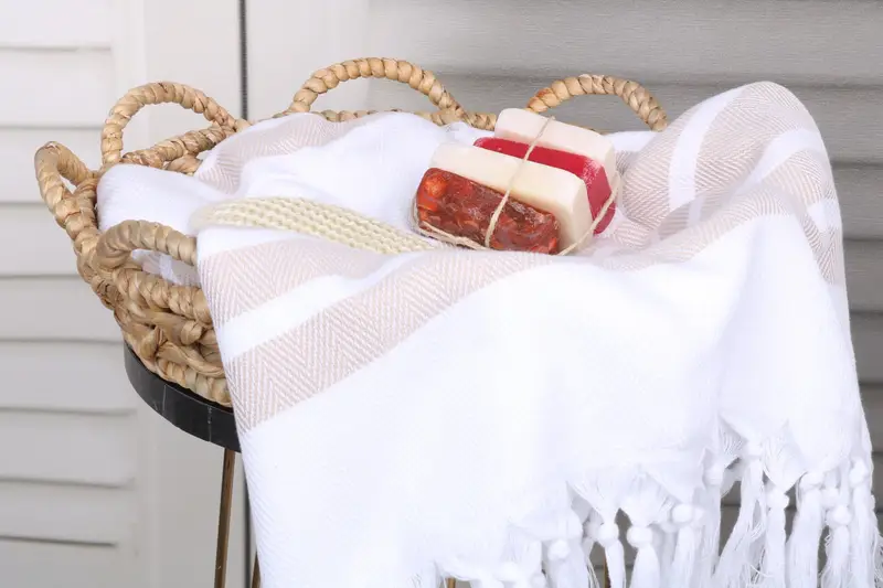 Family Gift, Sand-free towel, Sand-resistant Turkish towel for the beach, Fouta towel, Lightweight Turkish towel, 70x40 Cotton Herringbone Towel - 2
