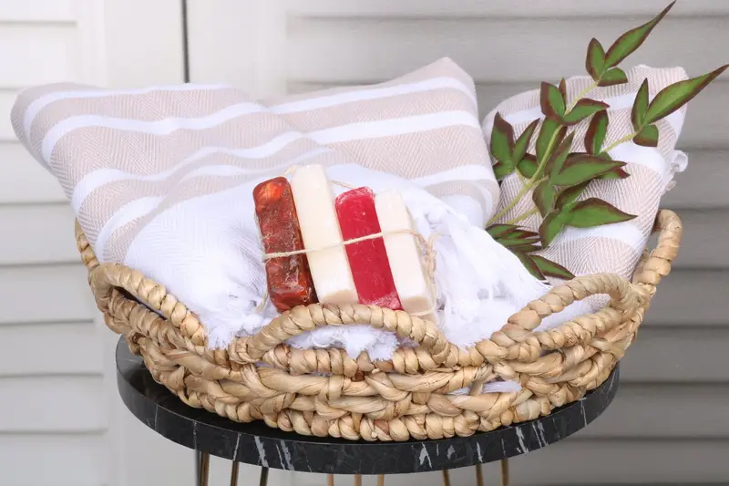 Family Gift, Sand-free towel, Sand-resistant Turkish towel for the beach, Fouta towel, Lightweight Turkish towel, 70x40 Cotton Herringbone Towel - 5