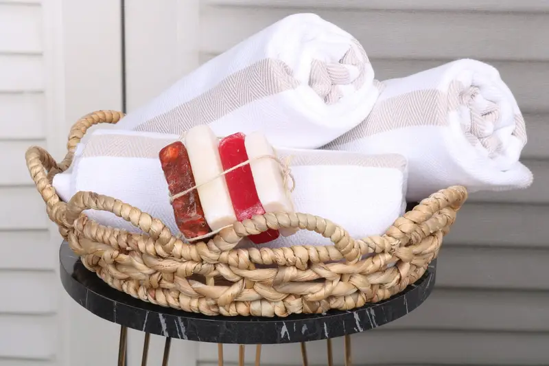 Family Gift, Sand-free towel, Sand-resistant Turkish towel for the beach, Fouta towel, Lightweight Turkish towel, 70x40 Cotton Herringbone Towel - 4