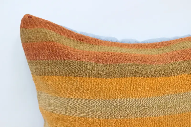 Vintage Kilim Throw Pillow, Cushion, Turkish Kilim Pillow, 28x28 Orange Pillow, Pillow for Couch, Southwestern Pillow Sham - 2