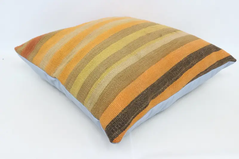 Vintage Kilim Throw Pillow, Cushion, Turkish Kilim Pillow, 28x28 Orange Pillow, Pillow for Couch, Southwestern Pillow Sham - 6
