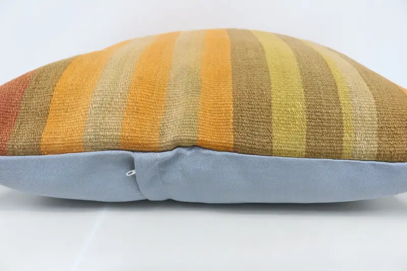 Vintage Kilim Throw Pillow, Cushion, Turkish Kilim Pillow, 28x28 Orange Pillow, Pillow for Couch, Southwestern Pillow Sham - 5