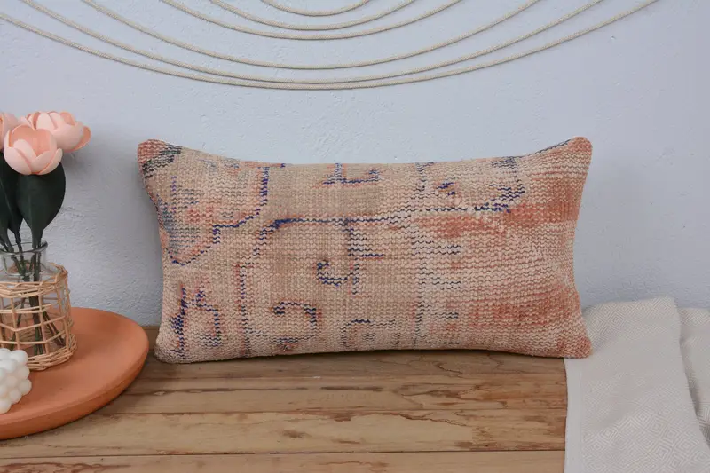 12x24 Beige Pillow Cover, Bright Pillow Case, Boho Pillow Sham Cover, Kilim Rug Cushion Case, Interior Designer Pillow, Turkish Pillow, Cushion - 2