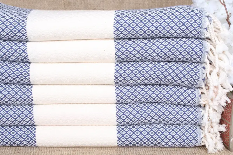 Monogram Beach Towel Personalized Navy Diamond, 36x71 Inches