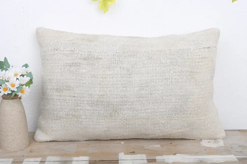 Tapestry Pillow Sham, Boho Pillow, 12x20 White Pillow Cover, Boho Pillow Sham Cover, Turkish Kilim Pillow, Pillow Case, Accent Pillow Case - 2