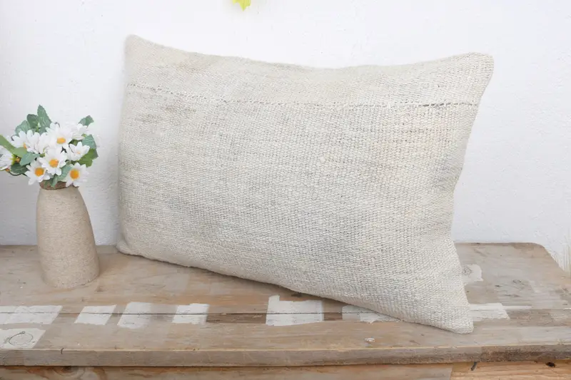 Tapestry Pillow Sham, Boho Pillow, 12x20 White Pillow Cover, Boho Pillow Sham Cover, Turkish Kilim Pillow, Pillow Case, Accent Pillow Case - 4