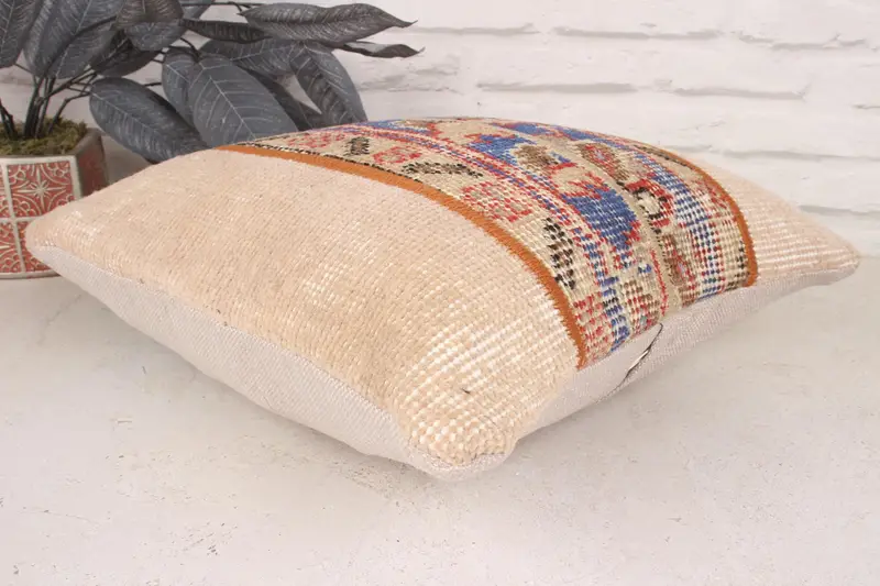 Boho Pillow Sham Cover, Boho Pillow, Turkish Pillow, 16x16 Blue Cushion Case, Floor Cushion Cover, Decorative Throw Cushion, Cushion Cover - 6