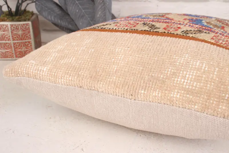 Boho Pillow Sham Cover, Boho Pillow, Turkish Pillow, 16x16 Blue Cushion Case, Floor Cushion Cover, Decorative Throw Cushion, Cushion Cover - 7