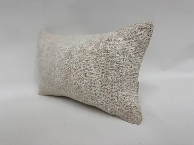 Pillow, Gift Pillow, 12x20 White Pillow, Neutral Throw Pillow, Vintage Kilim Throw Pillow, Pillow for Couch, Farmhouse Pillow Case, Ottoman Cushion - 3