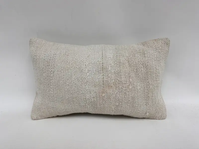 Pillow, Gift Pillow, 12x20 White Pillow, Neutral Throw Pillow, Vintage Kilim Throw Pillow, Pillow for Couch, Farmhouse Pillow Case, Ottoman Cushion - 1