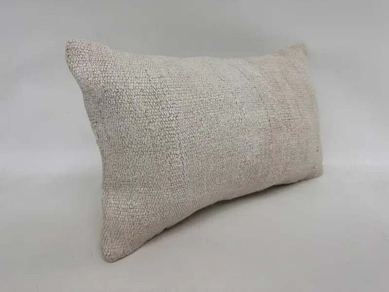 Pillow, Gift Pillow, 12x20 White Pillow, Neutral Throw Pillow, Vintage Kilim Throw Pillow, Pillow for Couch, Farmhouse Pillow Case, Ottoman Cushion - 4
