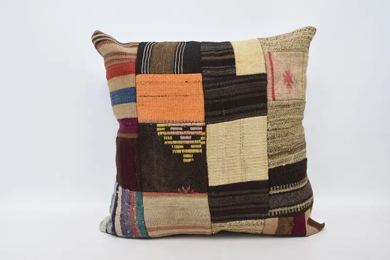 Beige & Braun 28x28 besticktes Kissen, vielseitiges Wurfkissen