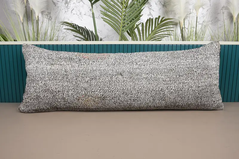 Besticktes Southwestern-Wurfkissen, braunes und beiges Leinenkissen