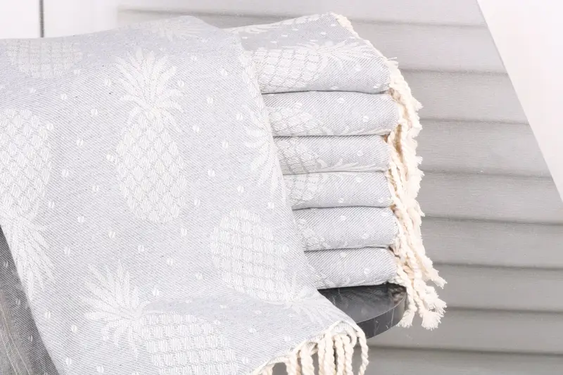 Monogram Towels, Turkish beach towel, Gift For Her, Bachelorette Gifts, 80x40 Cotton Pineapple Design Towel, Handmade Turkish Towel, Gift For Bride - 2