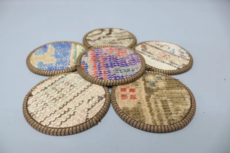 Montaña rusa redonda azul y marrón, montaña rusa Kilim turca duradera