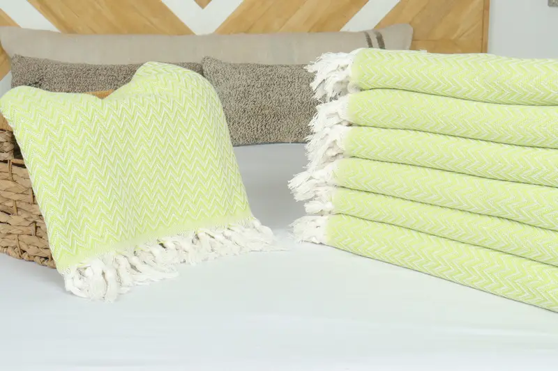 Housewarming Gift, Best Friend Gift Ideas, Woven Blanket, 76x64 Cotton Zig zag Towel, Beach Theme Bachelorette Party, Bridal Shower Gift - 4