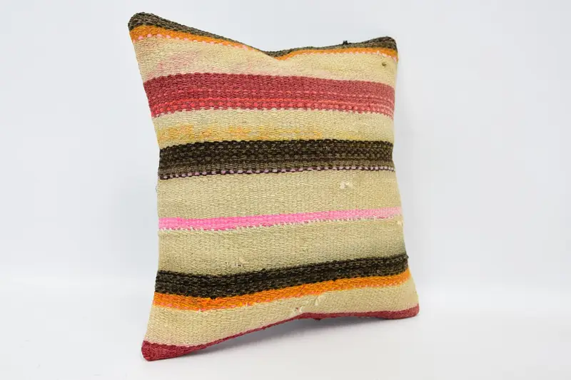12x12 Beige Pillow Sham, Vintage Kilim Pillow, Kilim Pillow, Personalized Gift Pillow Pillow, Turkish Kilim Pillow, Pillow Cover, Pet Pillow - 3