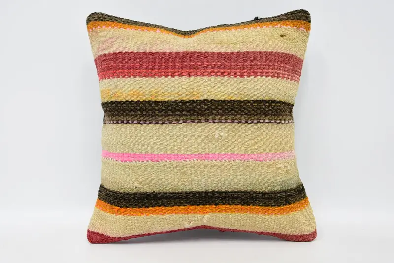 12x12 Beige Pillow Sham, Vintage Kilim Pillow, Kilim Pillow, Personalized Gift Pillow Pillow, Turkish Kilim Pillow, Pillow Cover, Pet Pillow - 1